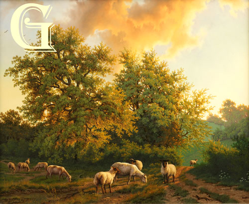 VAN DER PUTTEN, ORIGINAL PAINTING, SUN SETTING ON HAWKINS FIELDS